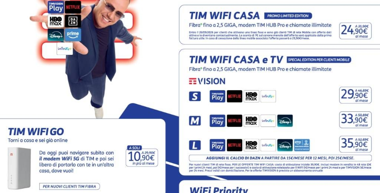 Offerta TIM WiFi Meda: Fibra e Intrattenimento a Prezzi Speciali