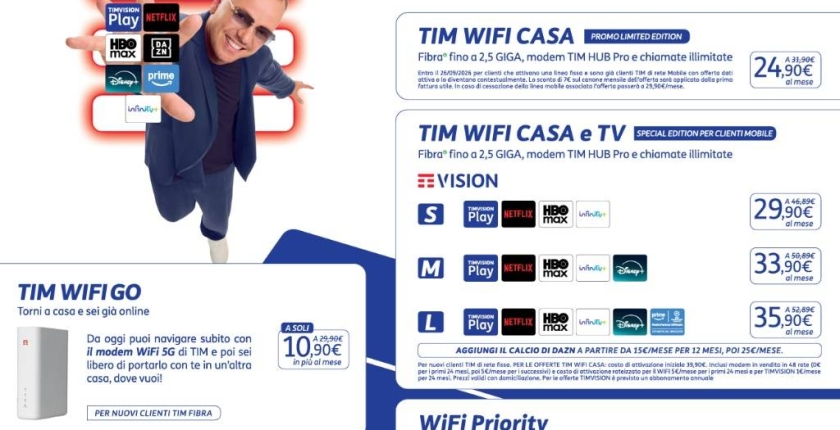 Offerta TIM WiFi Meda: Fibra e Intrattenimento a Prezzi Speciali